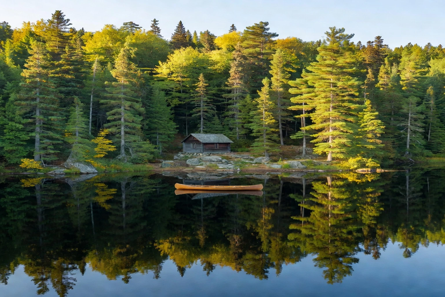 Vue aérienne d'un lac bordé de forêt dans les Cantons-de-l'Est
