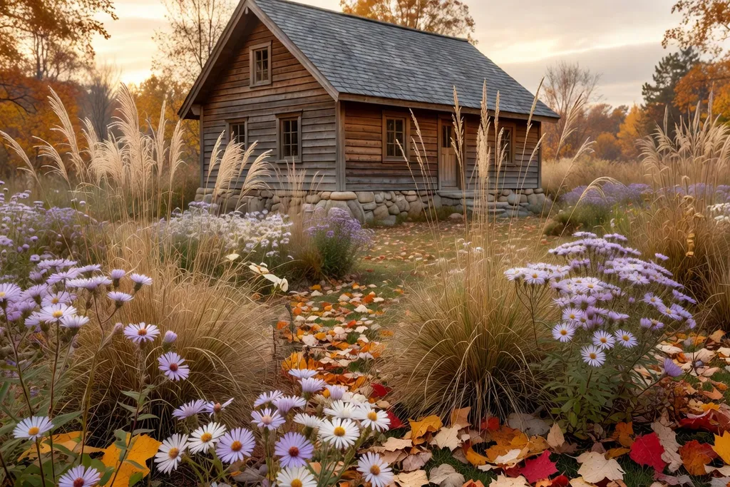 Jardin de vivaces indigènes adapté aux hivers rigoureux d'un chalet québécois
