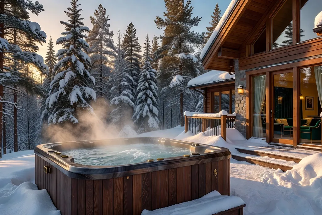 Spa exterieur prive dans un chalet quebecois de luxe