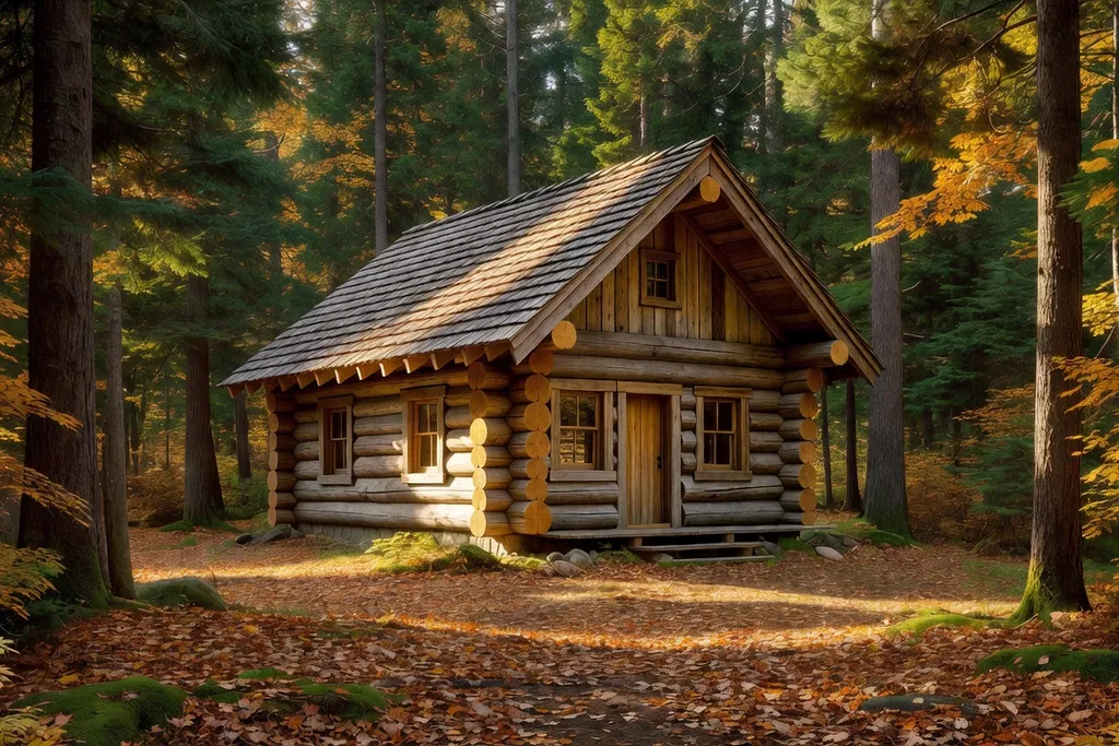 Chalet rustique en bois rond au coeur de la foret quebecoise