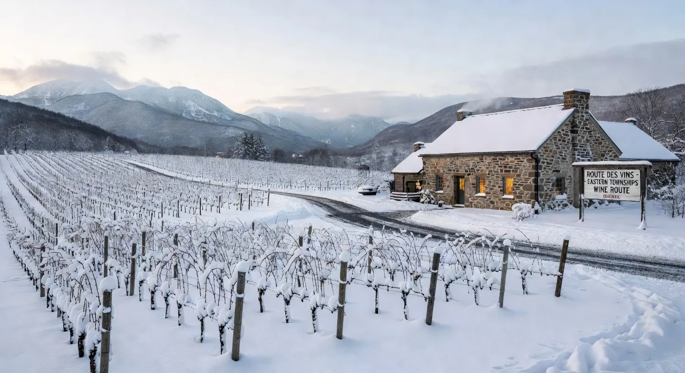 Marché de Noël illuminé dans un village des Cantons-de-l'Est